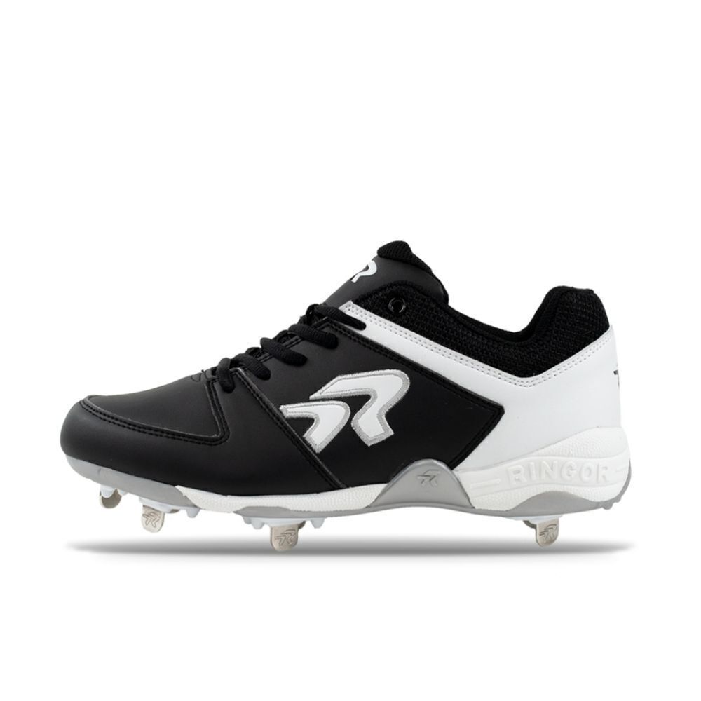 New Ringor FLITE SPIKE Black White Softball Cleats athletic sneakers rip-it